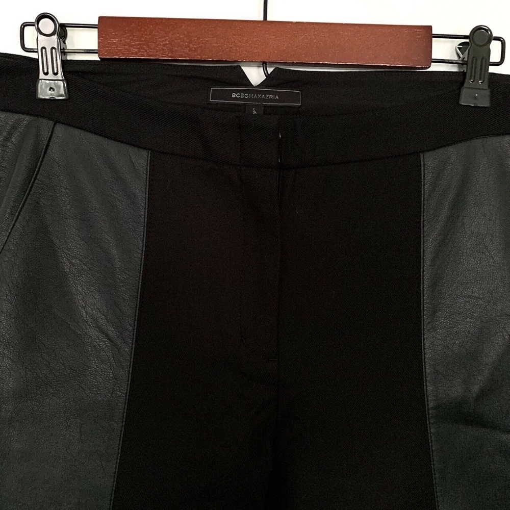 BCBGMaxAzria Brennan Pants Womens Size Small Black Faux Leather Crop High Rise - Picture 4 of 10